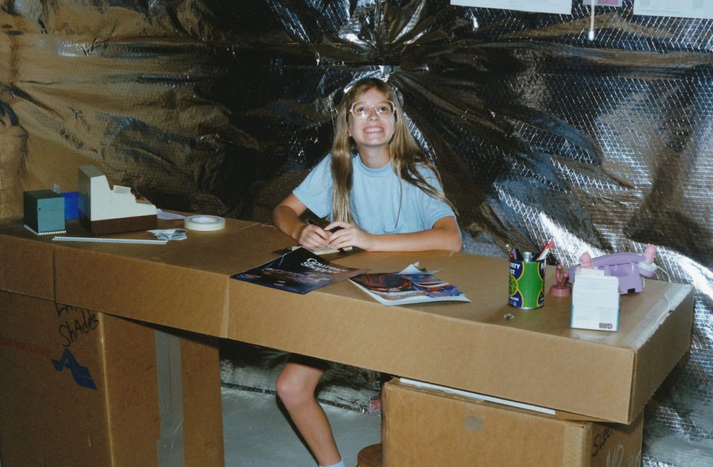 Julia playing in the basement