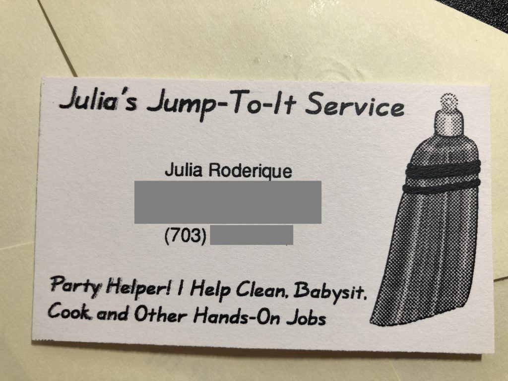 Julia's first business card